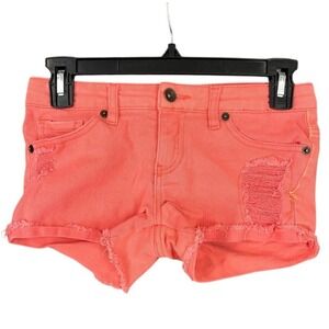 Lucky Brand Riley Short Coral Pink Distressed Denim Cut Off Jean Shorts 10 Girls